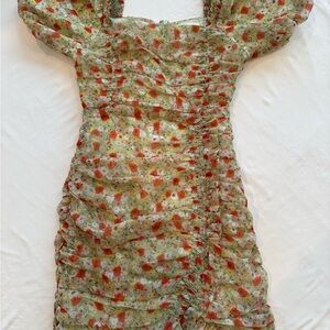 Astr Floral Print Mini Dress with Puff Sleeves